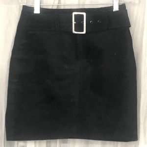 🌞 Notorious Vintage 80s Black Suade skirt buckle in front zipper back women 3